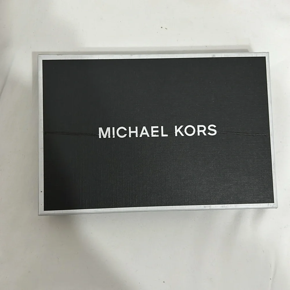 Michael Kors Mens Card Case and Keychain Gift Set Brown MK Logo Signature Boxed